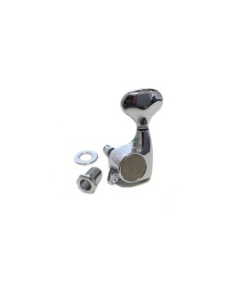 Pour guitare électrique ou acoustique (3 gauches - 3 droites). Finition chromée.