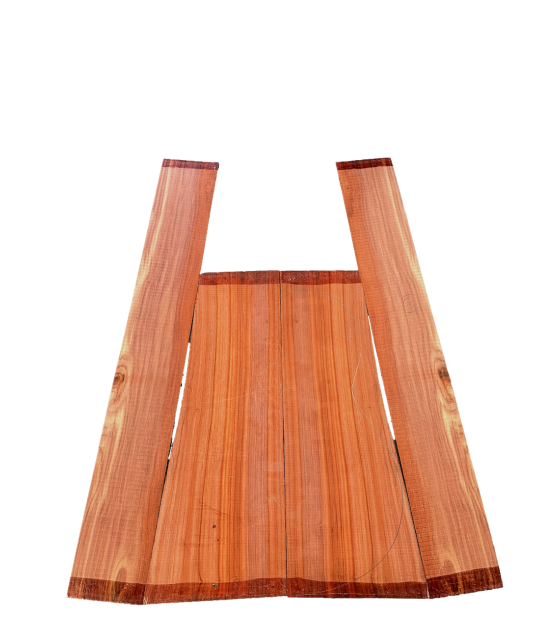 Fond et éclisses en padouk, jeu de 15 pour guitare classique