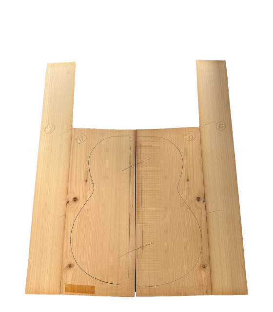 Jeu de 12 plaques latérales et arrière en cyprès espagnol pour guitare flamenco